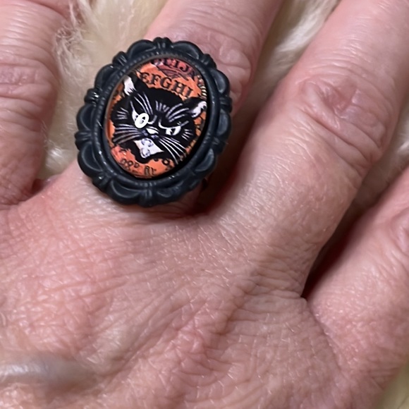 resin black cat resizable ouiji ring - Picture 2 of 3